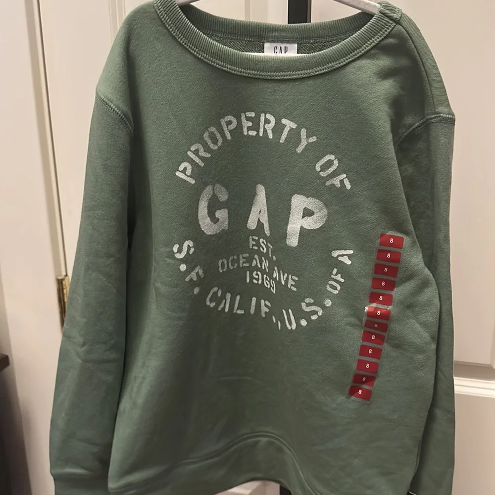 Gap Boy's Terry Lined Graphic Print Crewneck Pullover Sweatshirt